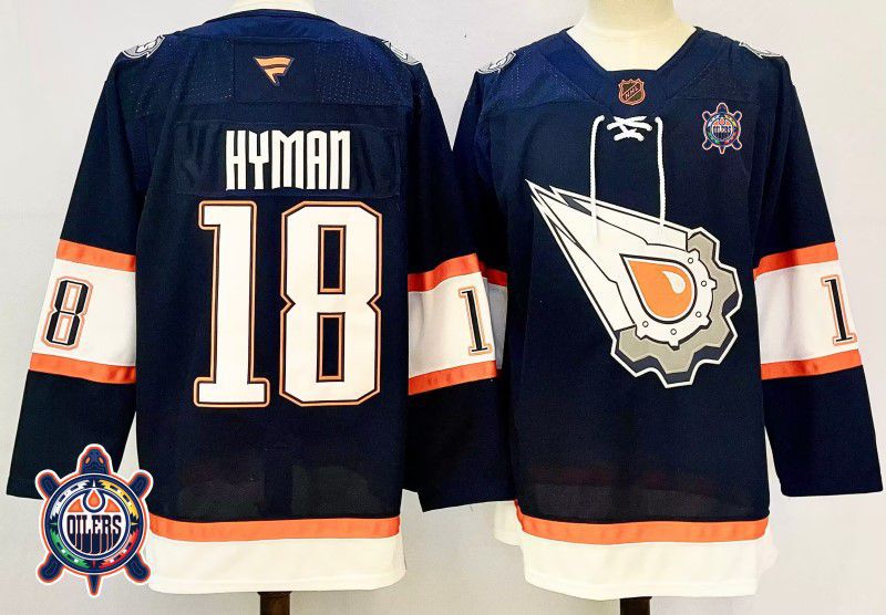 Men Edmonton Oilers 18 Hyman Drak Blue Fanatics 2025 NHL Jersey style 3